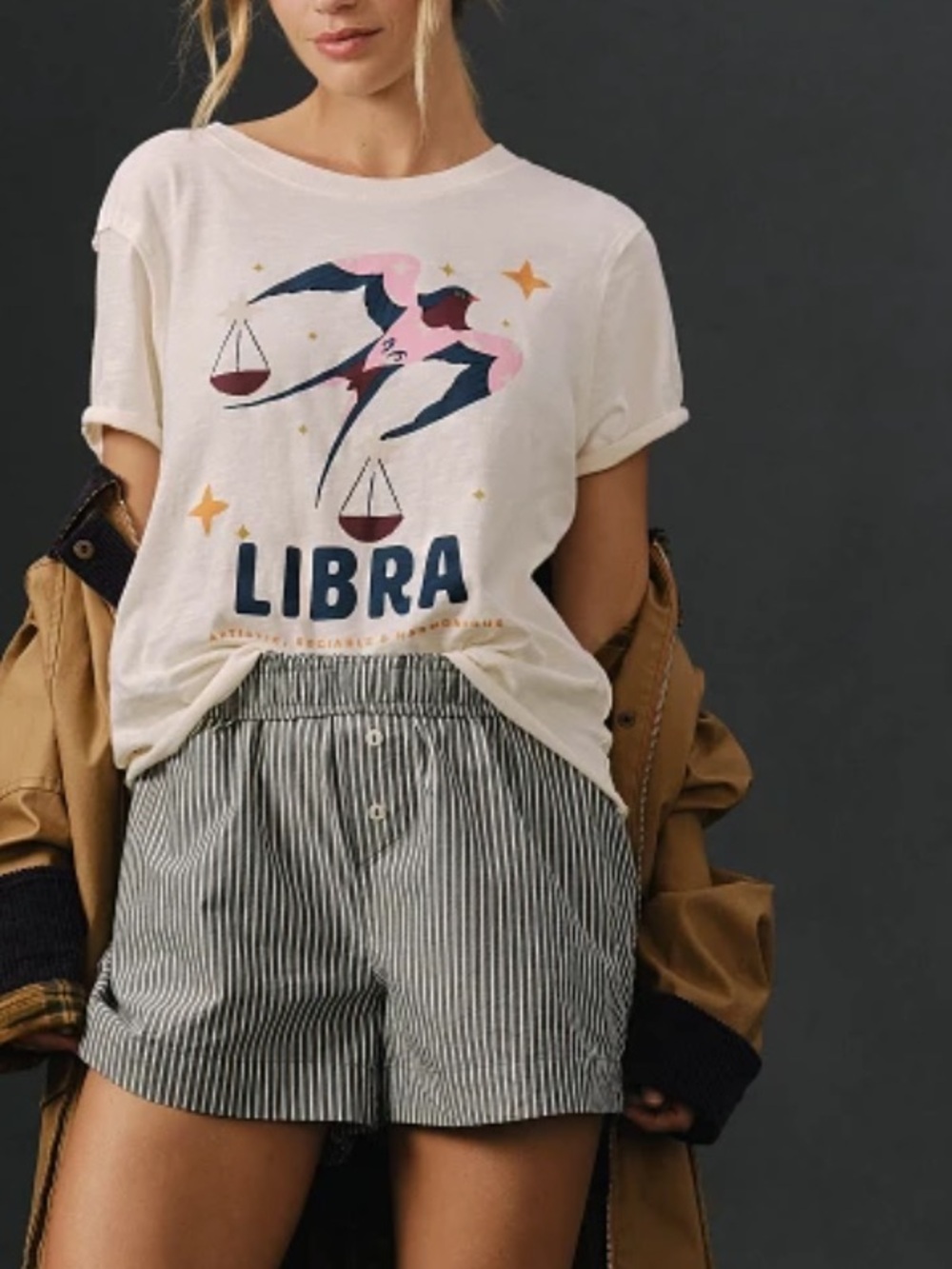 Anthropologie Lou Benesch Stargazer Zodiac Graphic Tee libra Women’s Size xs